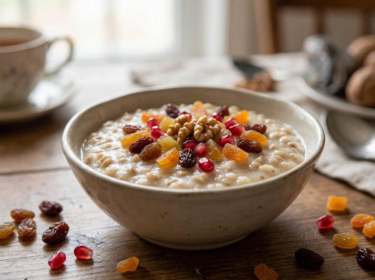 Anushabur, Armenian Christmas wheat pudding with dried fruit and walnuts